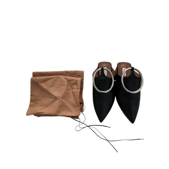 Alaia La Babouche Leather Pointy Toe Mules Ankle Strap Ring Statement 7.5/37.5 - Picture 10 of 10